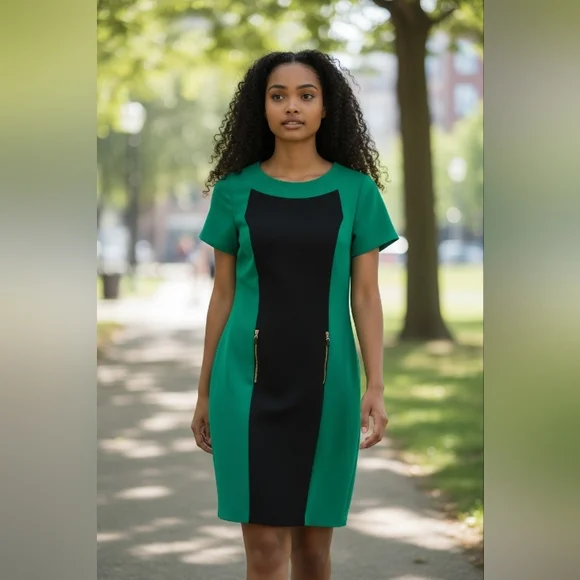 Calvin Klein Green and Black Mini Dress - Picture 2 of 11